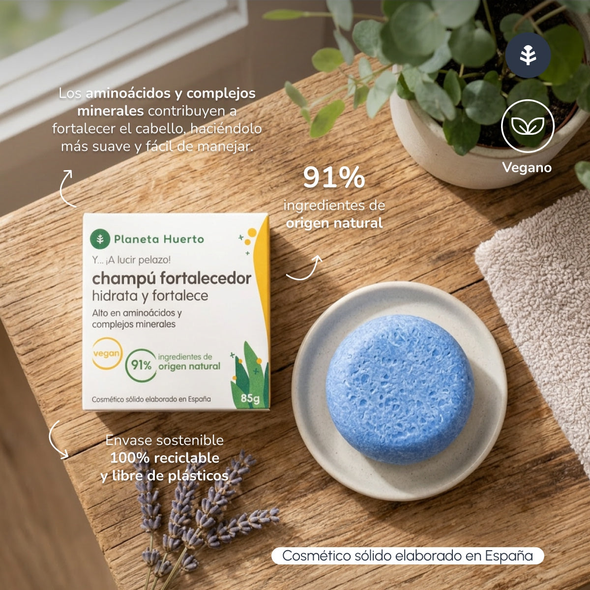 Festes Stärkungsshampoo mit Aminosäuren Planeta Huerto 85 g
