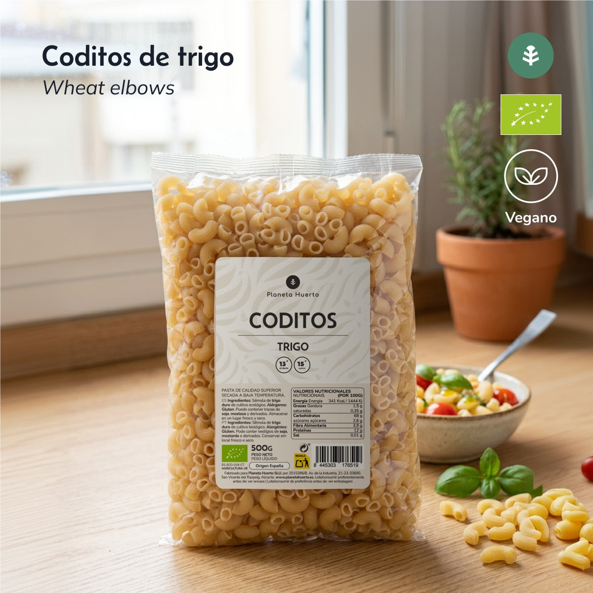 Weizen coditos ECO Planeta Huerto 500gr