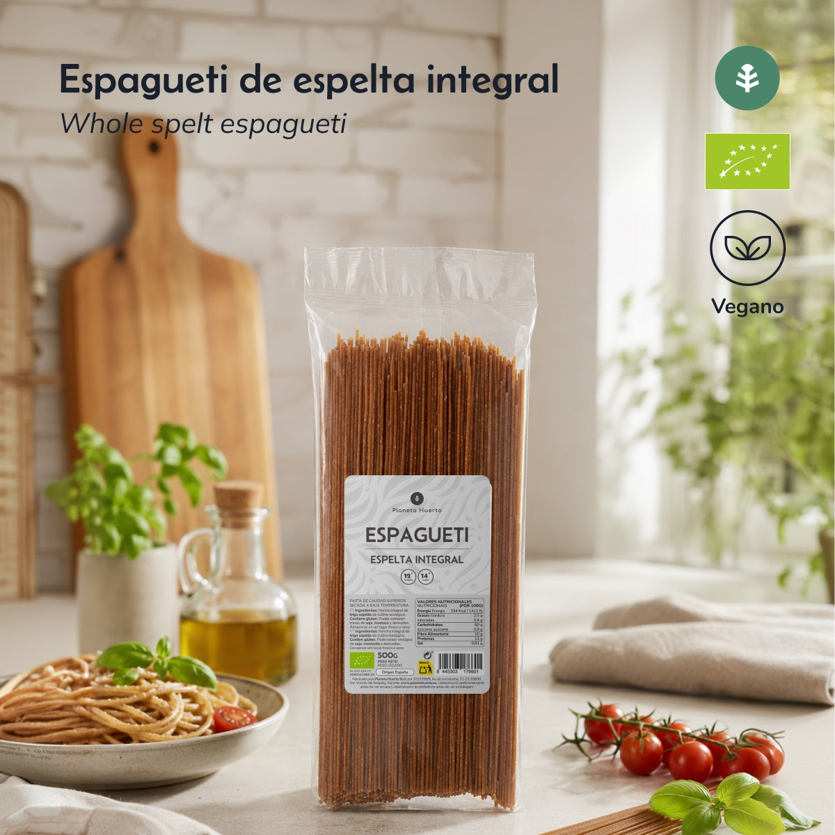 Dinkel-Vollkorn-Spaghetti ECO Planeta Huerto 500gr
