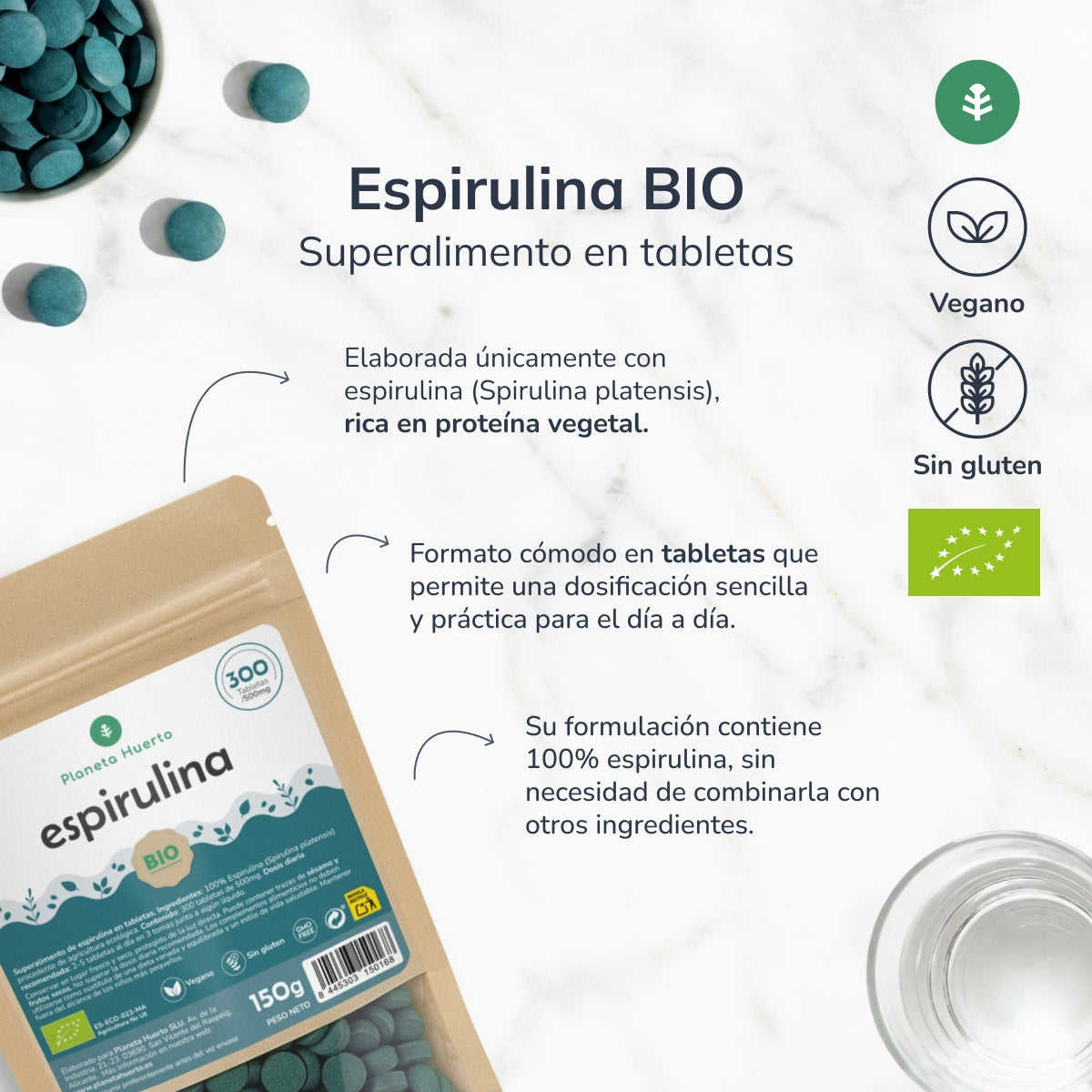 Bio Spirulina 500mg Planet Orchard 300 Tabletten