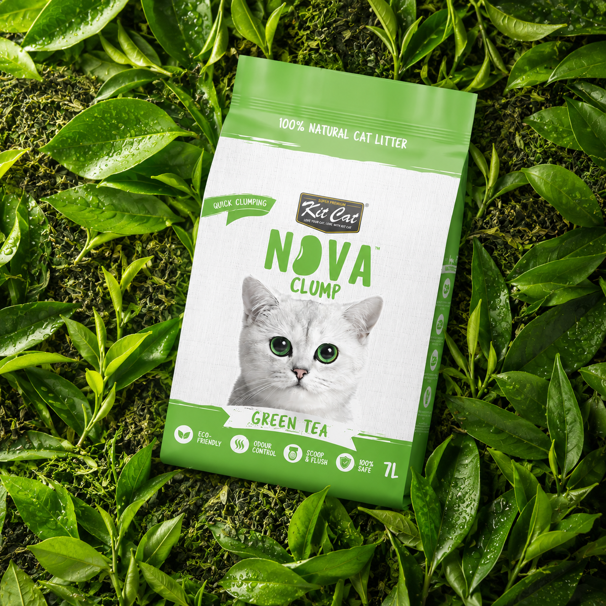 Kit Cat Arena Eco SoyaClump – Green Tea 7 l Katzenstreu