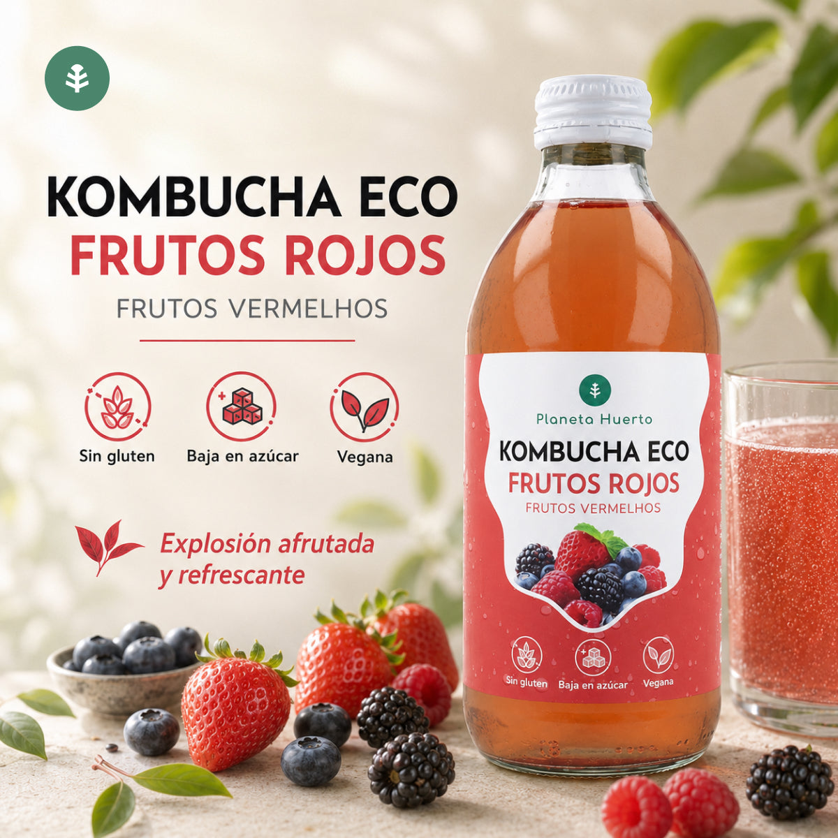 Kombucha ECO Rote Früchte Planet Orchard 330 ml
