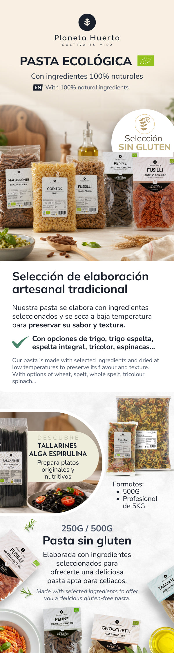 Nudeln nº0 aus Weizen ECO Planeta Huerto 500gr
