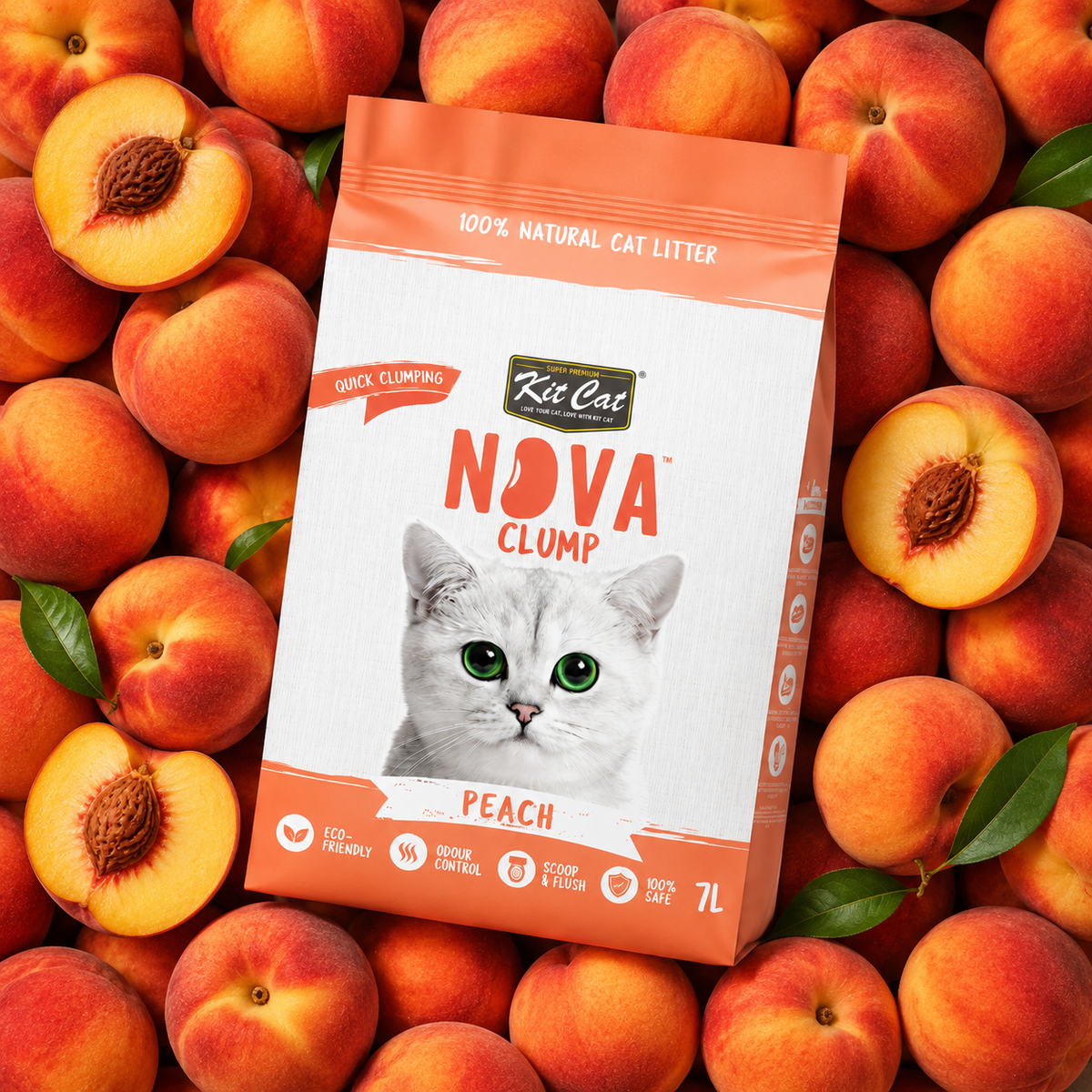 Kit Cat Arena Eco SoyaClump – Peach 7 l Katzenstreu