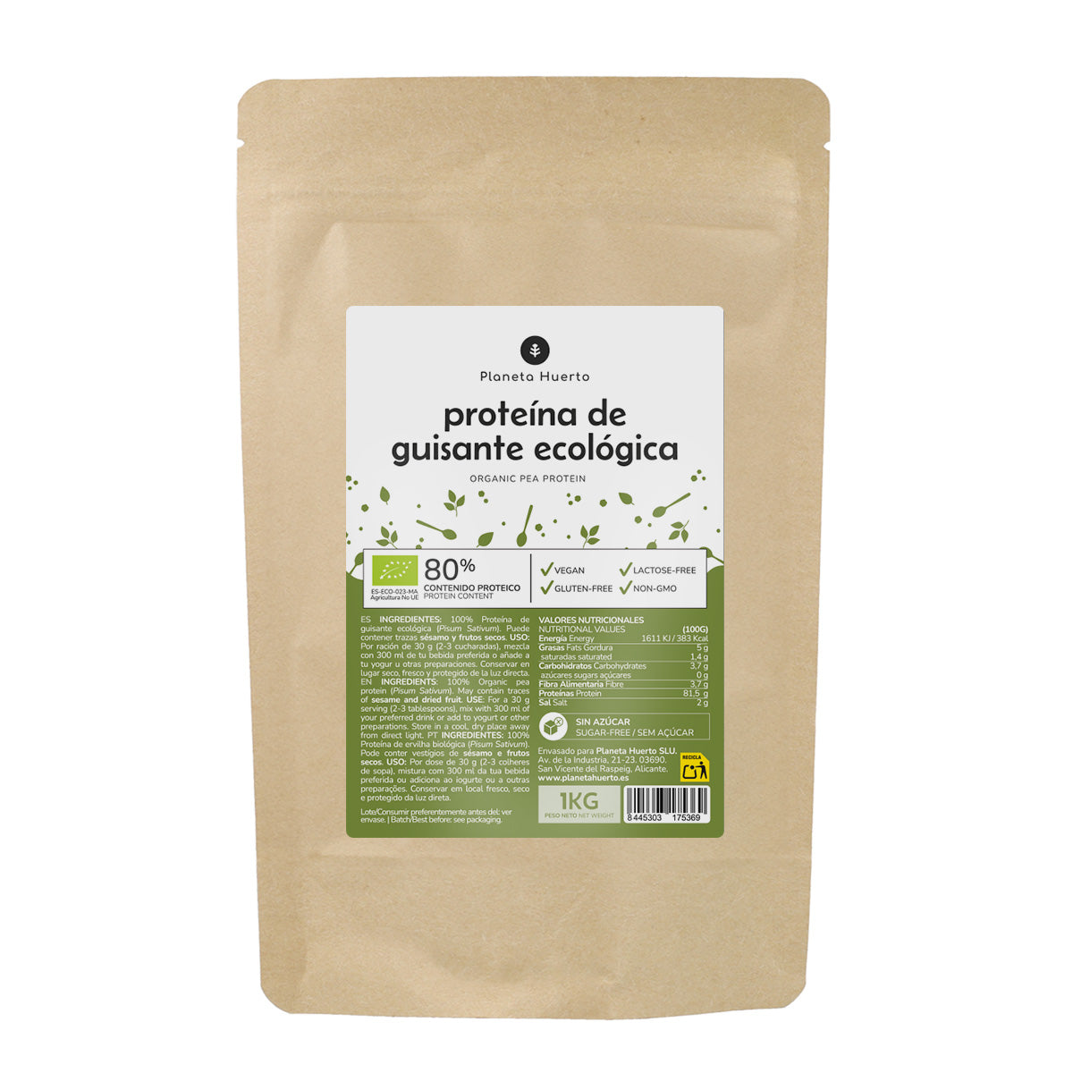 Erbsenprotein 80% ECO Planeta Huerto 1 kg