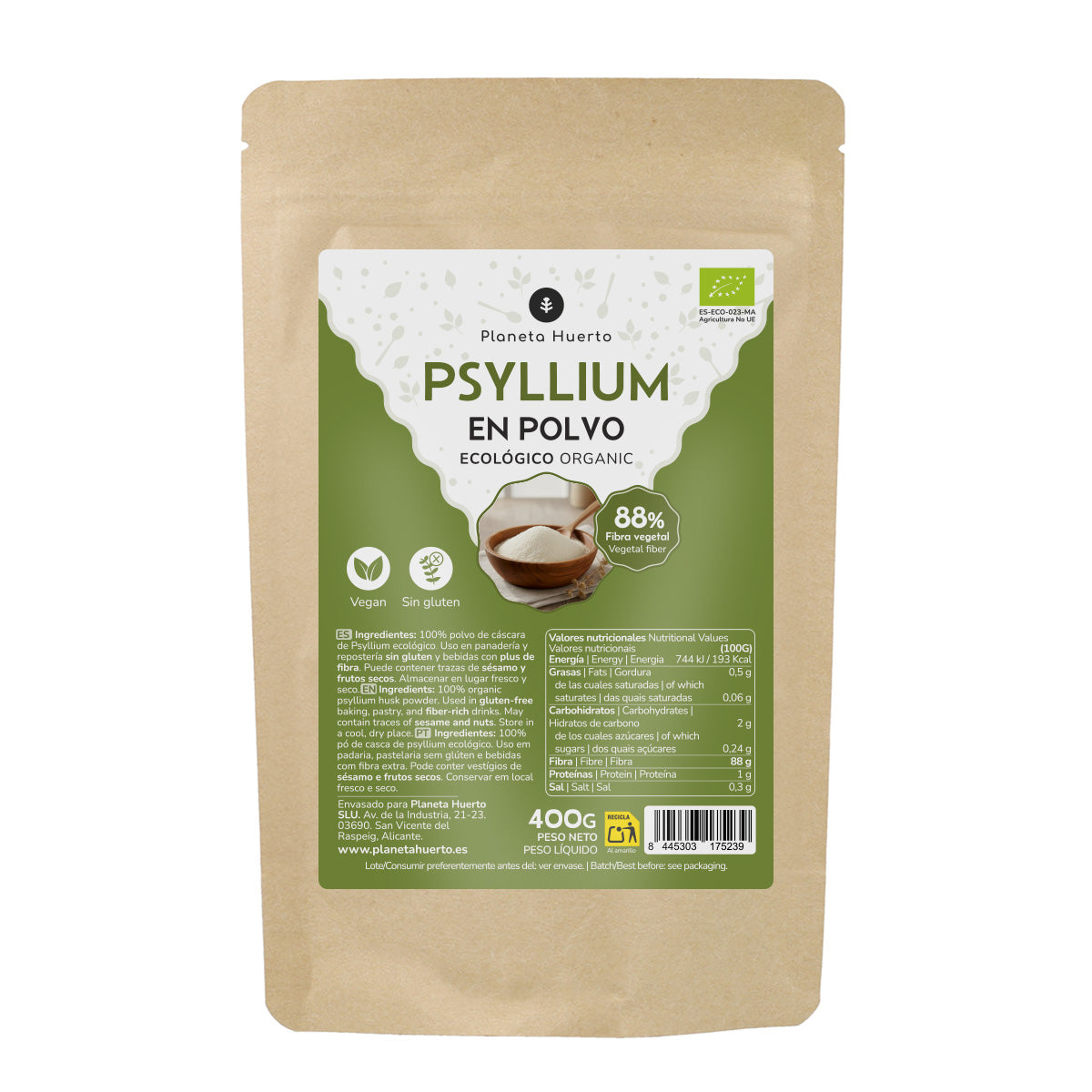 Flohsamenschalenpulver Eco Planeta Huerto 400 g