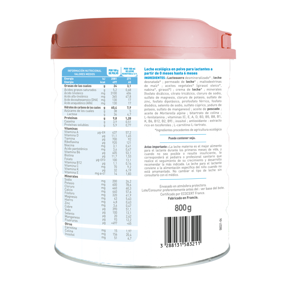 Primea 1 Anfangsmilch (0 bis 6 Monate) Bio Babybio 800 g
