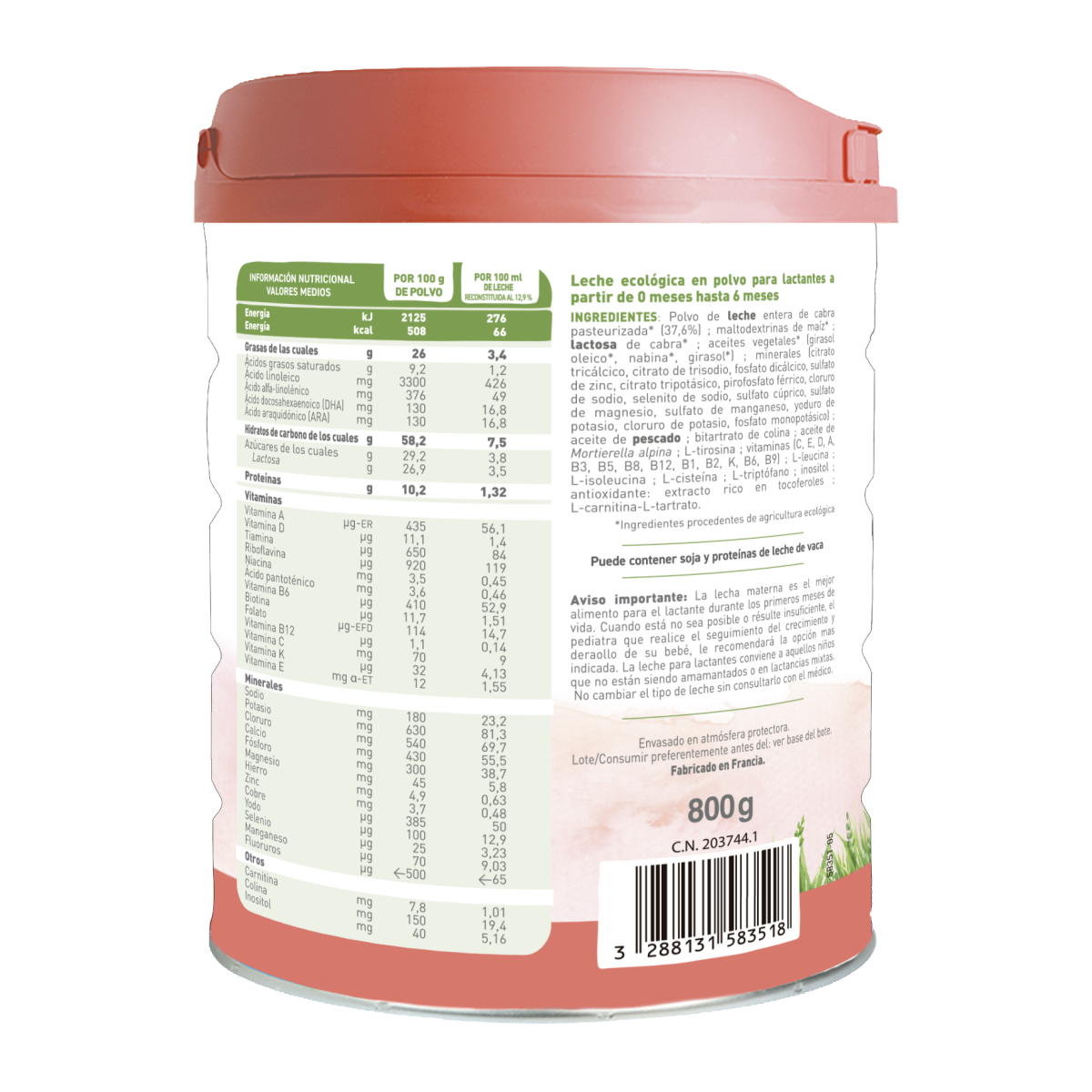 Ziegenmilch BIO Caprea 1 (0 bis 6 Monate) Ökologisch Babybio 800 g