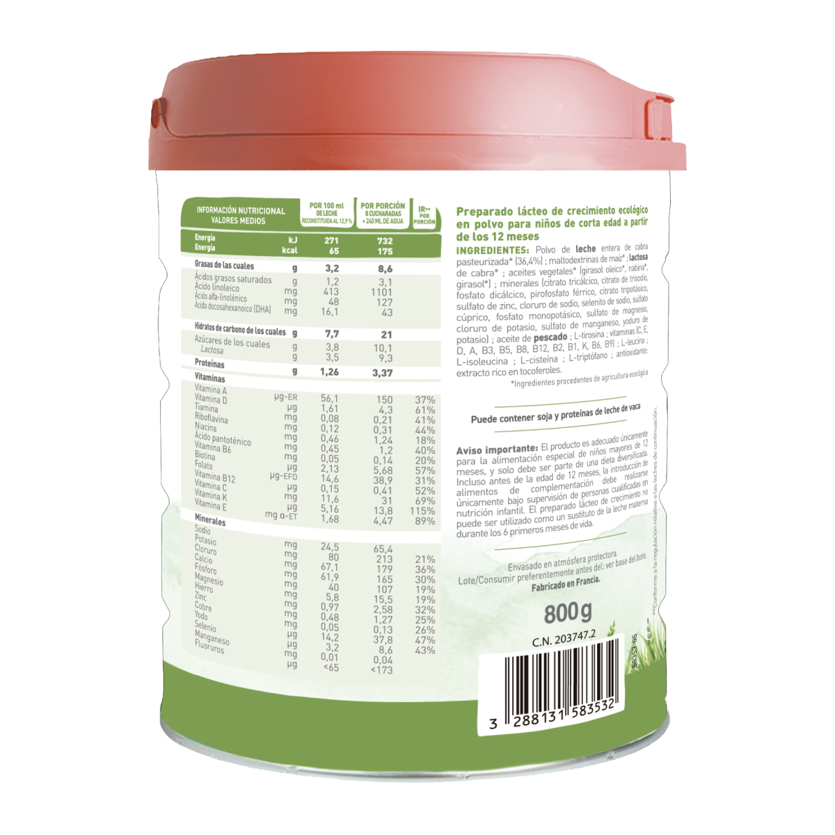Ziegenmilch BIO Caprea 3 (von 12 Monaten bis 3 Jahren)  Ökologisch 800 g Babybio