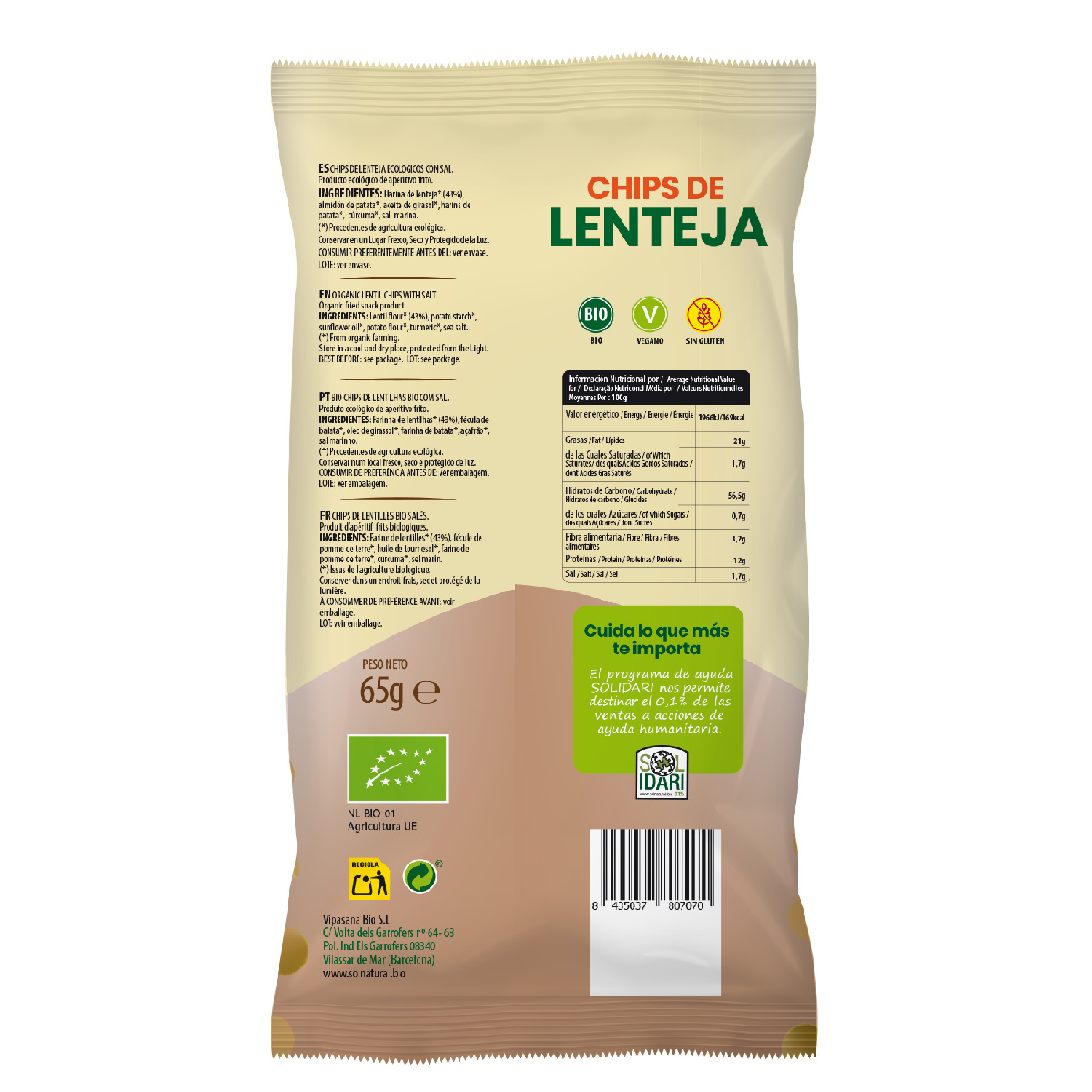 Bio-Linsen-Chips Sol Natural 65 g