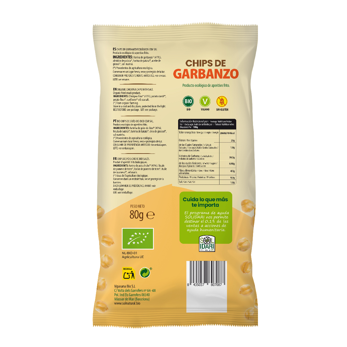 Bio-Kichererbsenchips Sol Natural 80 g