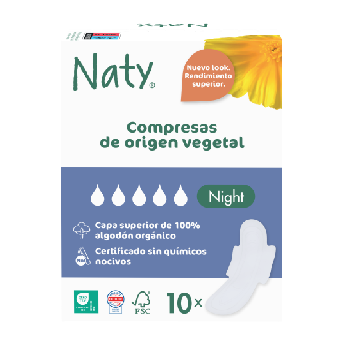 ECO-Nachtbinden Naty 10 Stück
