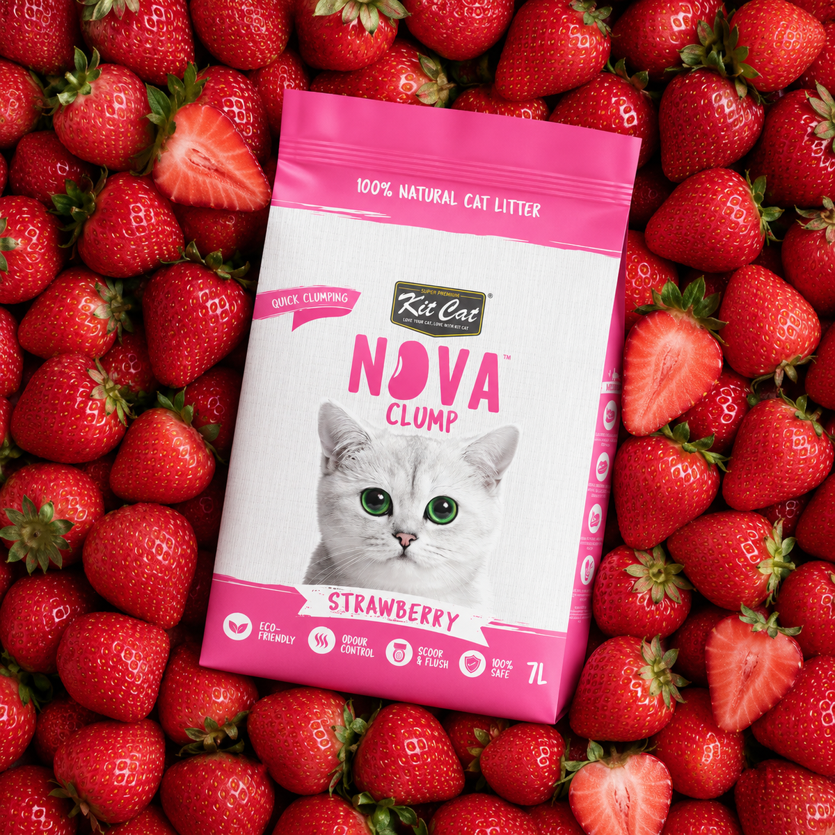 Kit Cat Arena Eco SoyaClump – Strawberry 7 l Katzenstreu