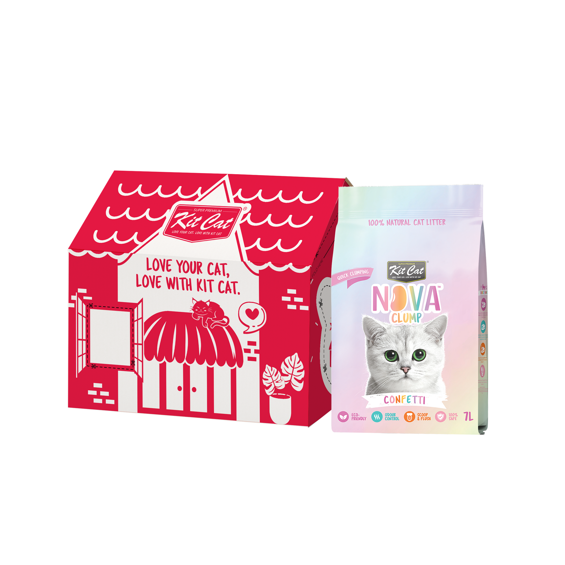 Katzenstreu-Set Eco SoyaClump – Confetti 7 l Katzenstreu