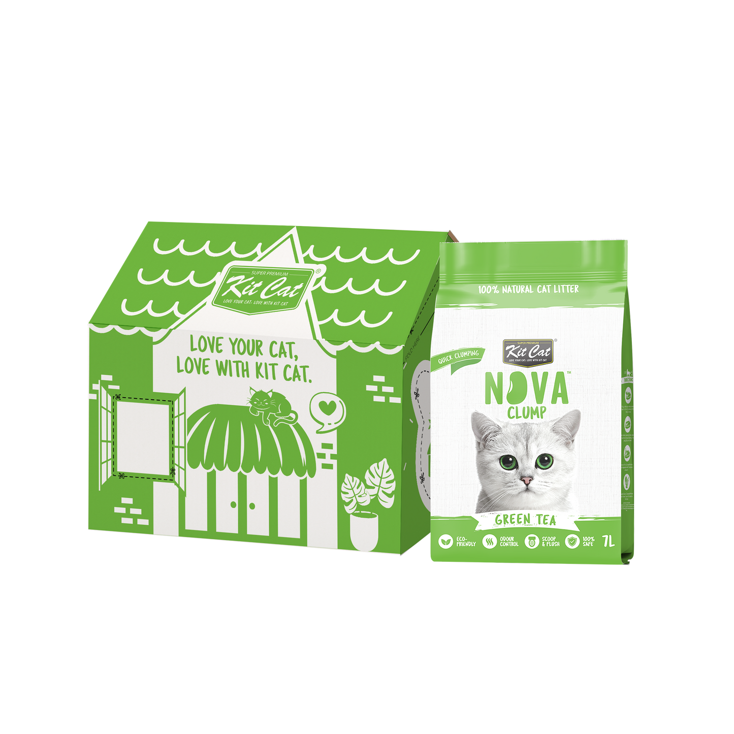 Kit Cat Arena Eco SoyaClump – Green Tea 7 l Katzenstreu