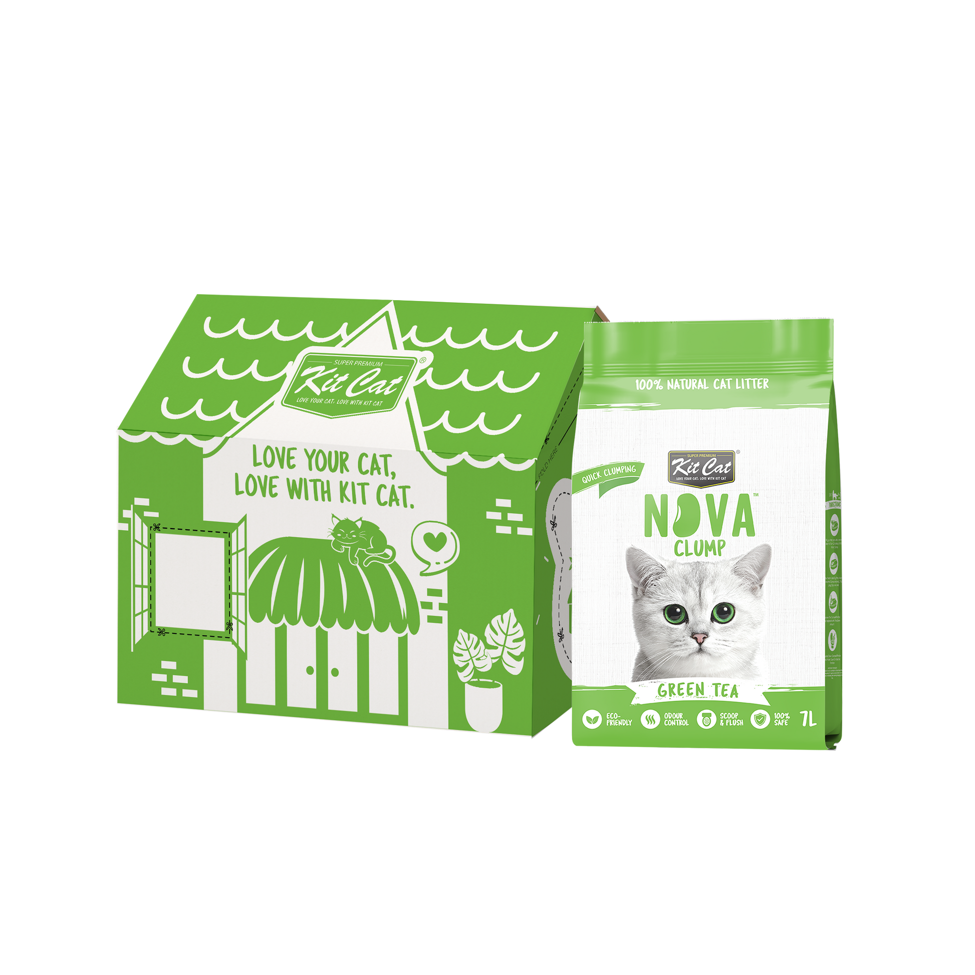 Kit Cat Arena Eco SoyaClump – Green Tea 7 l Katzenstreu