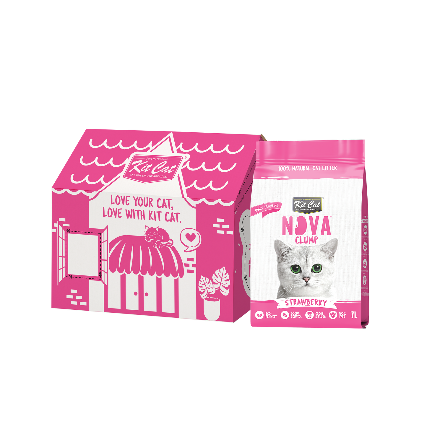 Kit Cat Arena Eco SoyaClump – Strawberry 7 l Katzenstreu