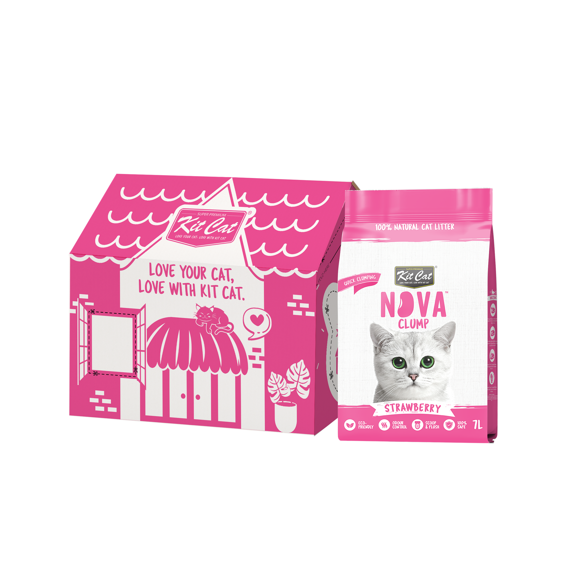 Kit Cat Arena Eco SoyaClump – Strawberry 7 l Katzenstreu
