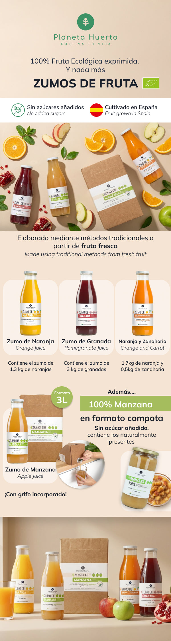 Orangensaft 100% gepresste Früchte Eco Planet Orchard 750ml