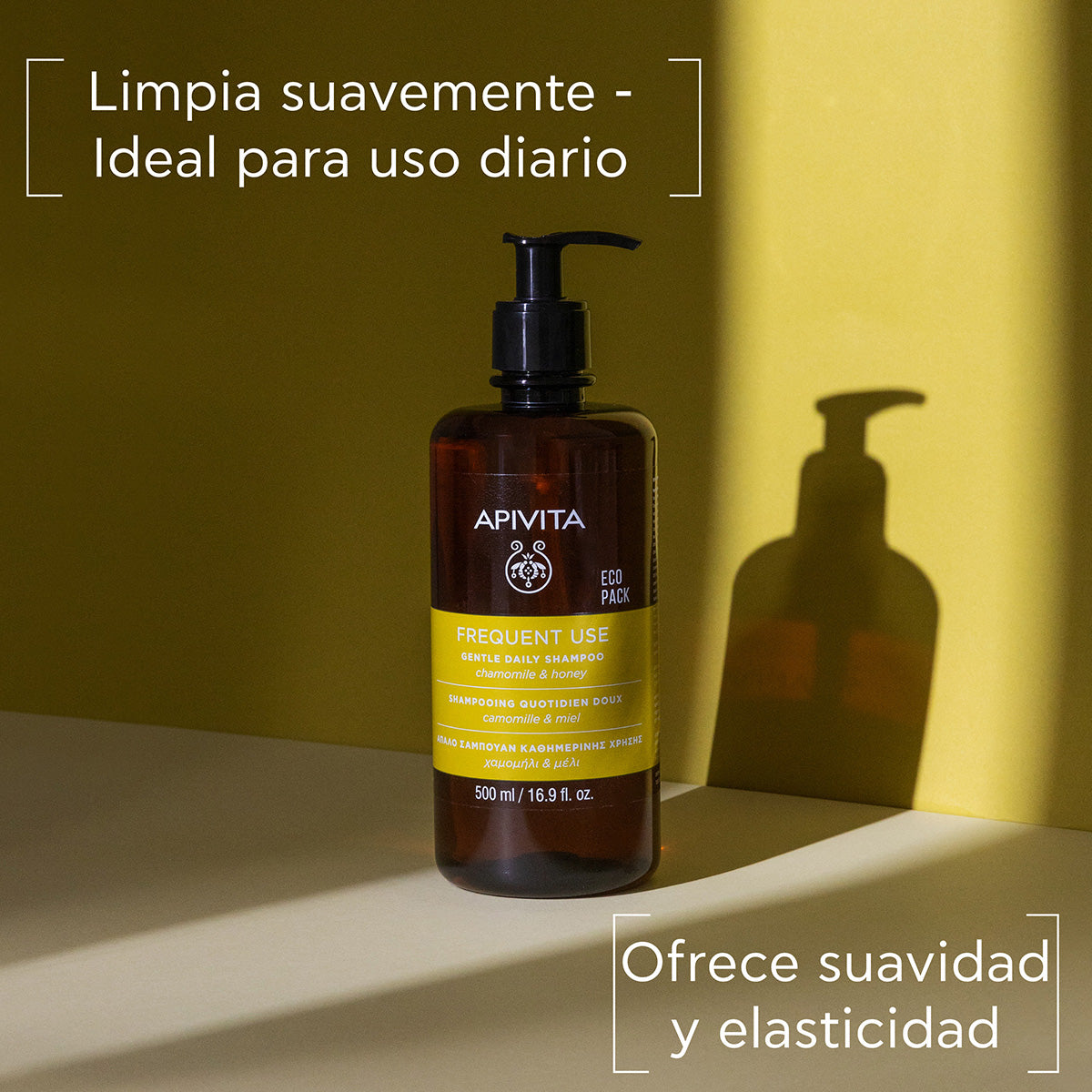 Champú suave de uso diario - ECOPACK APIVITA, 500 ml