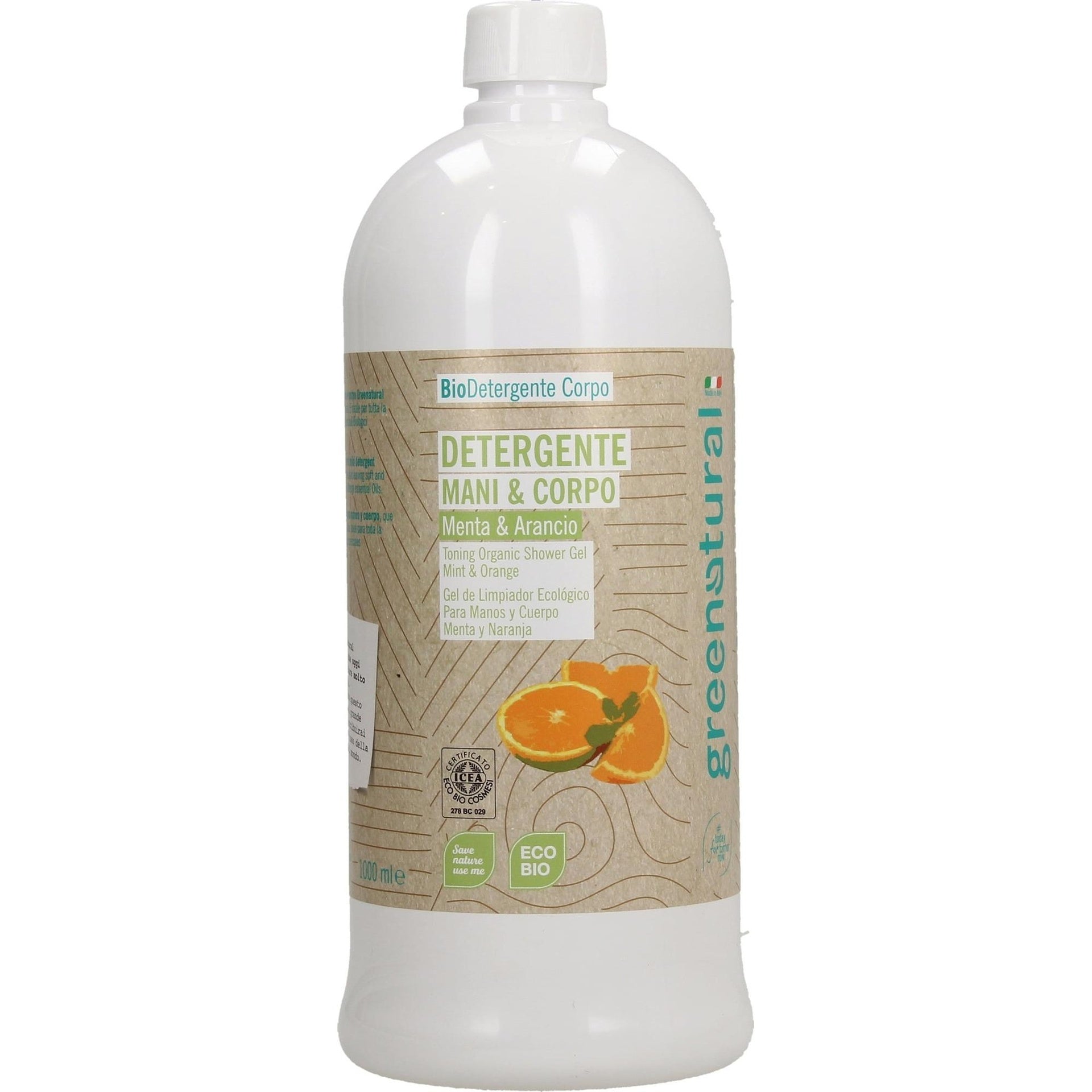 Jabón liquido manos y cuerpo menta y naranja Greenatural 1L