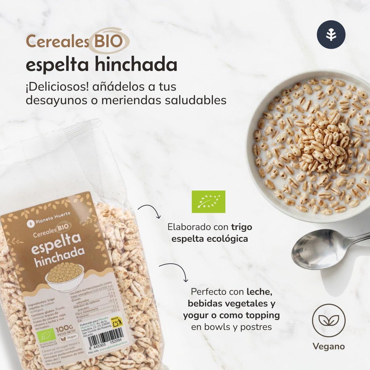 Dinkelweizen gepufft ECO Planeta Huerto 100 g