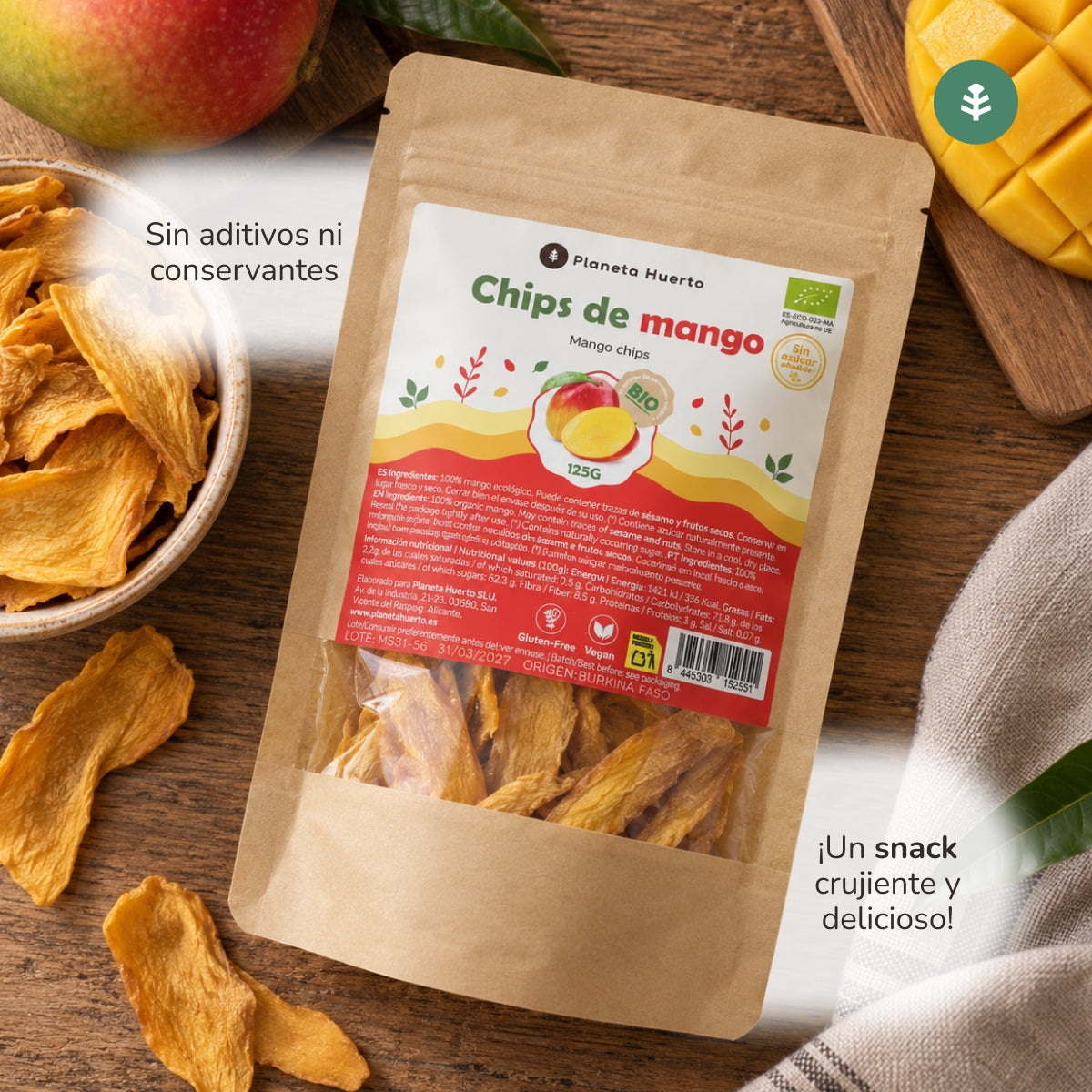 Getrocknete Mango-Chips ECO Planeta Huerto 125 g