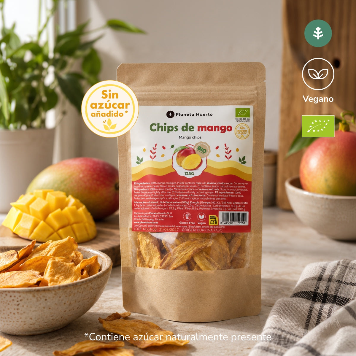 Getrocknete Mango-Chips ECO Planeta Huerto 125 g