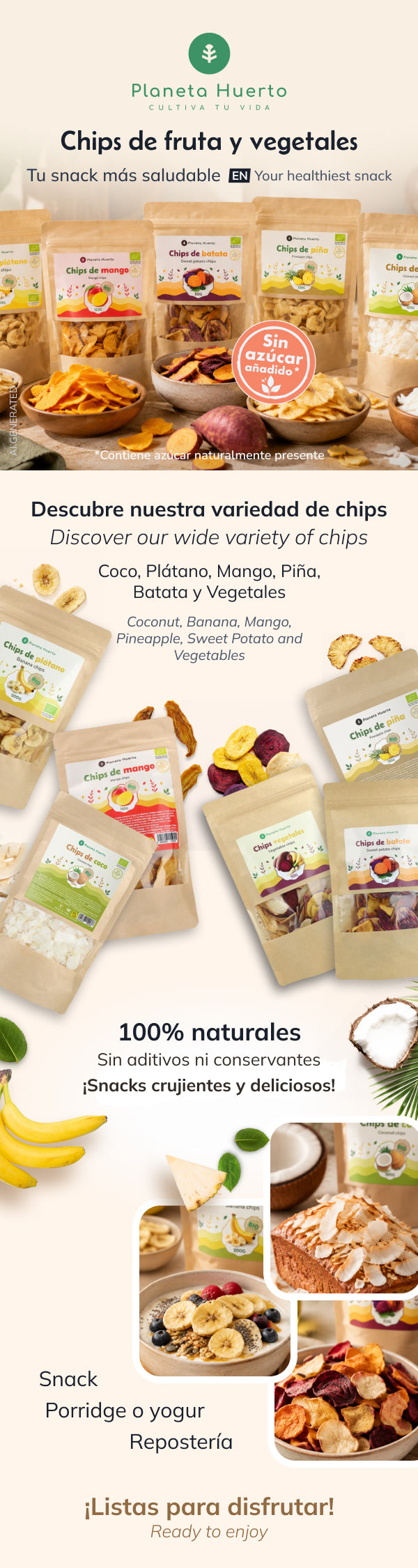 Getrocknete Mango-Chips ECO Planeta Huerto 125 g