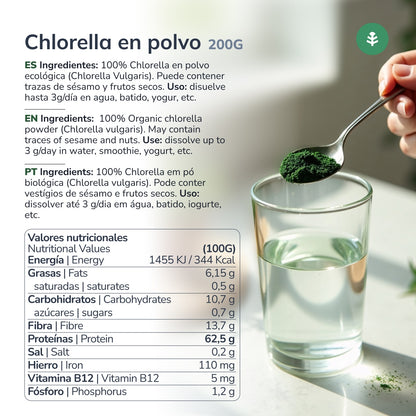 Chlorella-Algenpulver ECO Planeta Huerto 200 g
