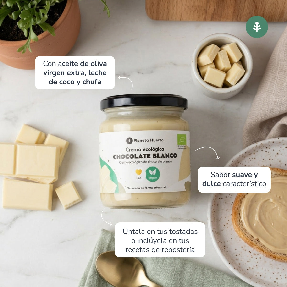 Vegane weiße Schokoladencreme ECO Planeta Huerto 230 g