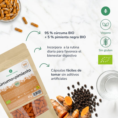 Bio-Kurkuma + Bio-Pfeffer Planeta Huerto 150 Kapseln