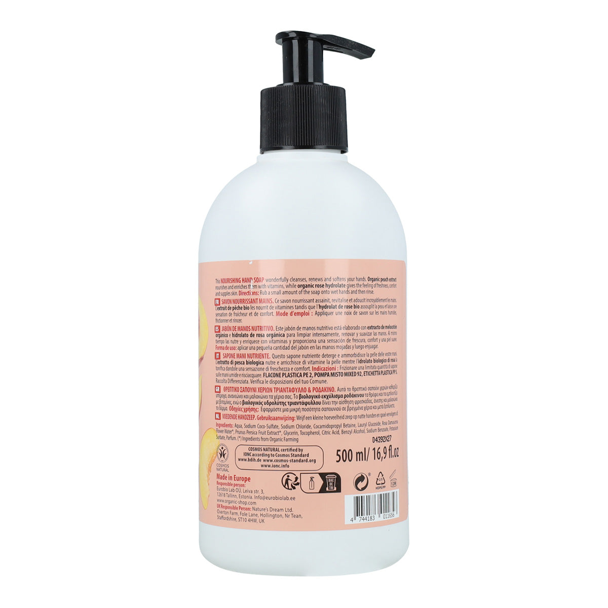 Jabón de Manos Nutritivo Melocotón Rosa Organic Shop 500 ml