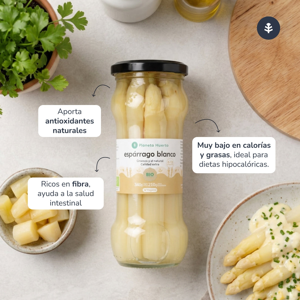 Dicke weiße Spargelstangen ECO Planeta Huerto 340 g