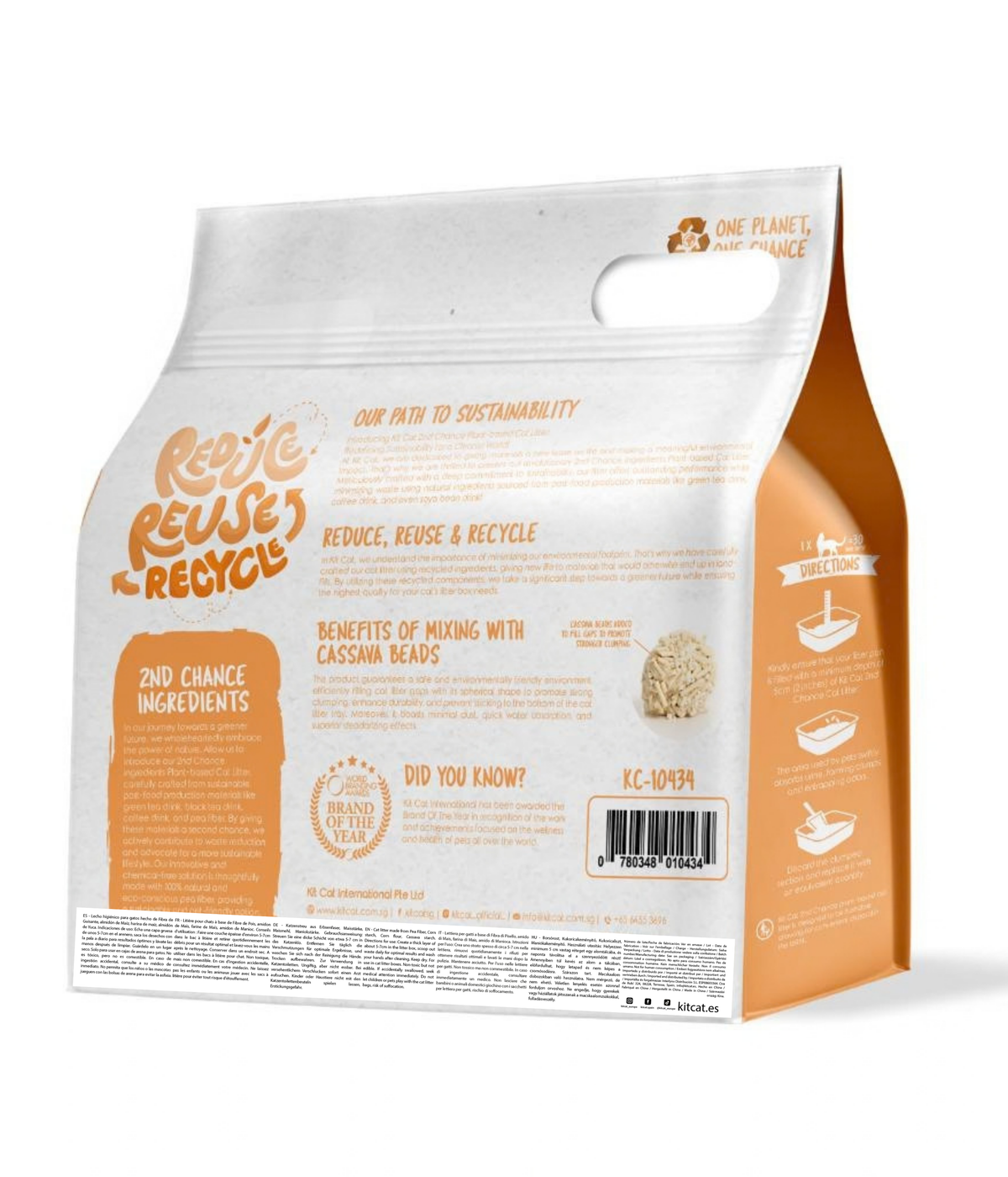 Katzenstreu-Set Eco 2nd Chance – Erbsenfaser (Original) 2,5 kg Erbsenschalen und Maniok