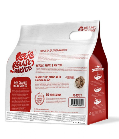 Katzenstreu-Set Eco 2nd Chance – Black Tea 2,5 kg Schwarztee-Blätter, Erbsen und Maniok