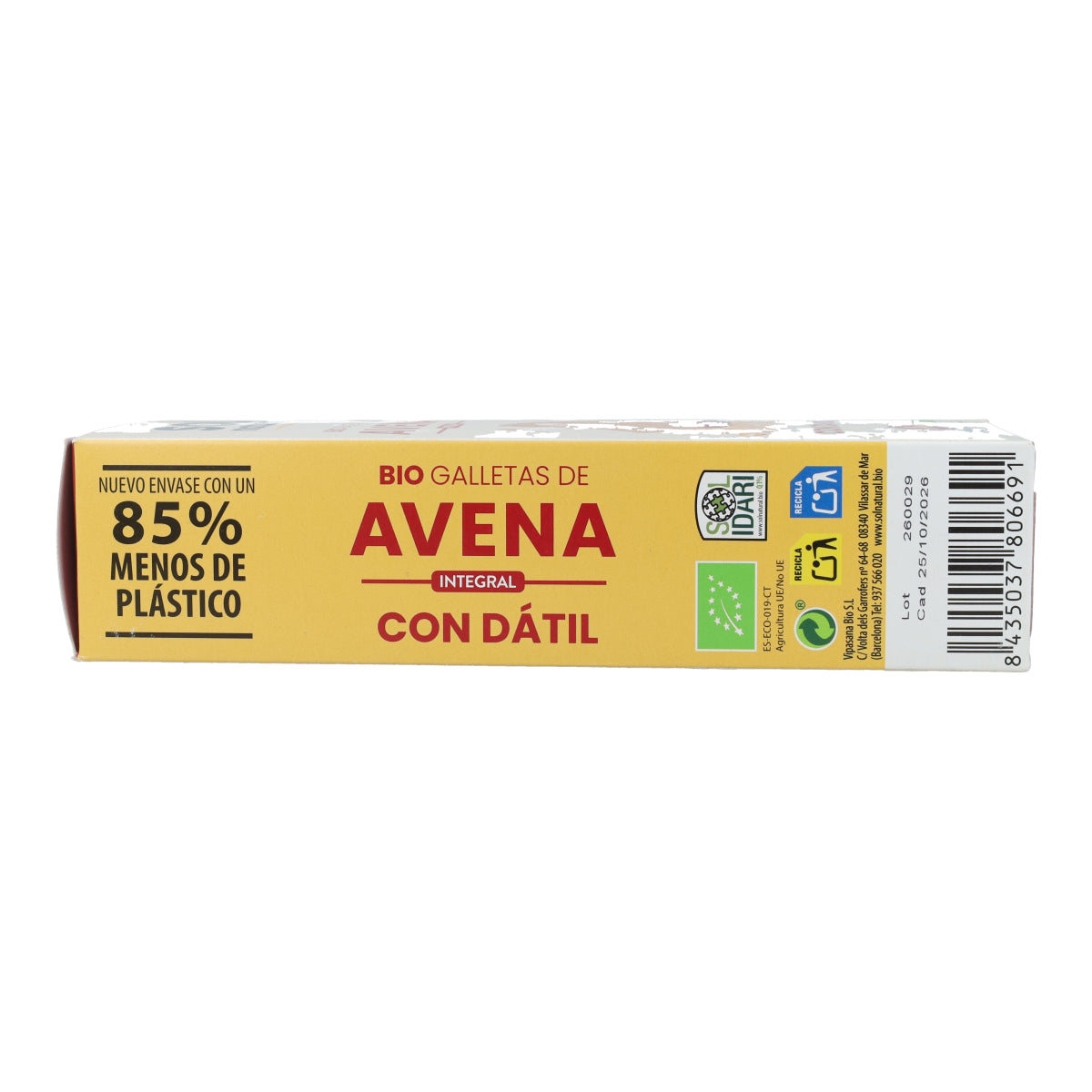 Vollkorn-Haferkekse, gesüßt mit Bio-Datteln Sol Natural 170 g