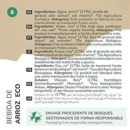 Pack 6x Bebida de Arroz Eco Planeta Huerto 1L