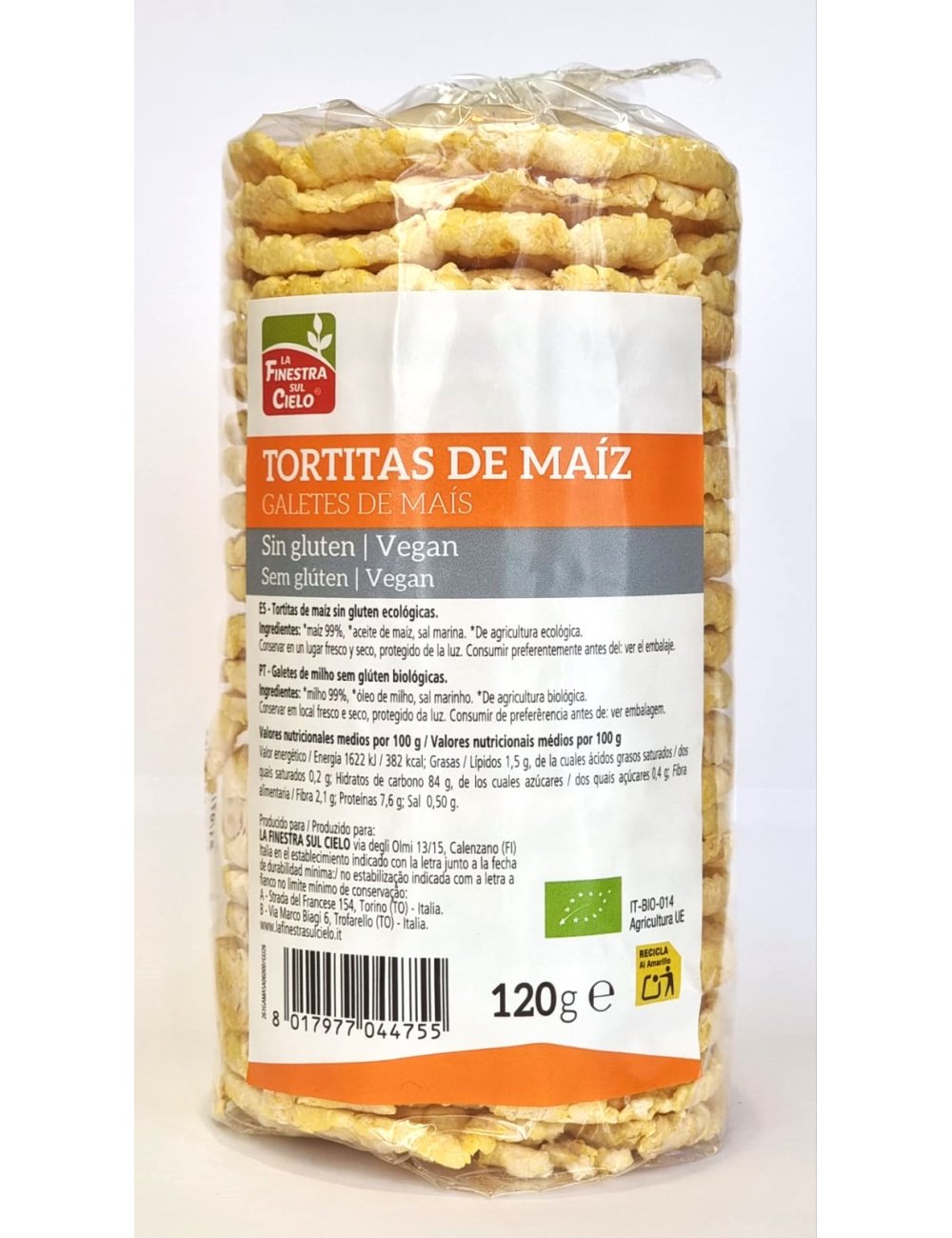Glutenfreie Mais-Chips mit Salz La Finestra Sul Cielo 120 g