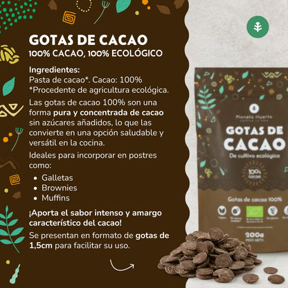 Schokoladentropfen 100% Kakao ECO Planeta Huerto 200 g