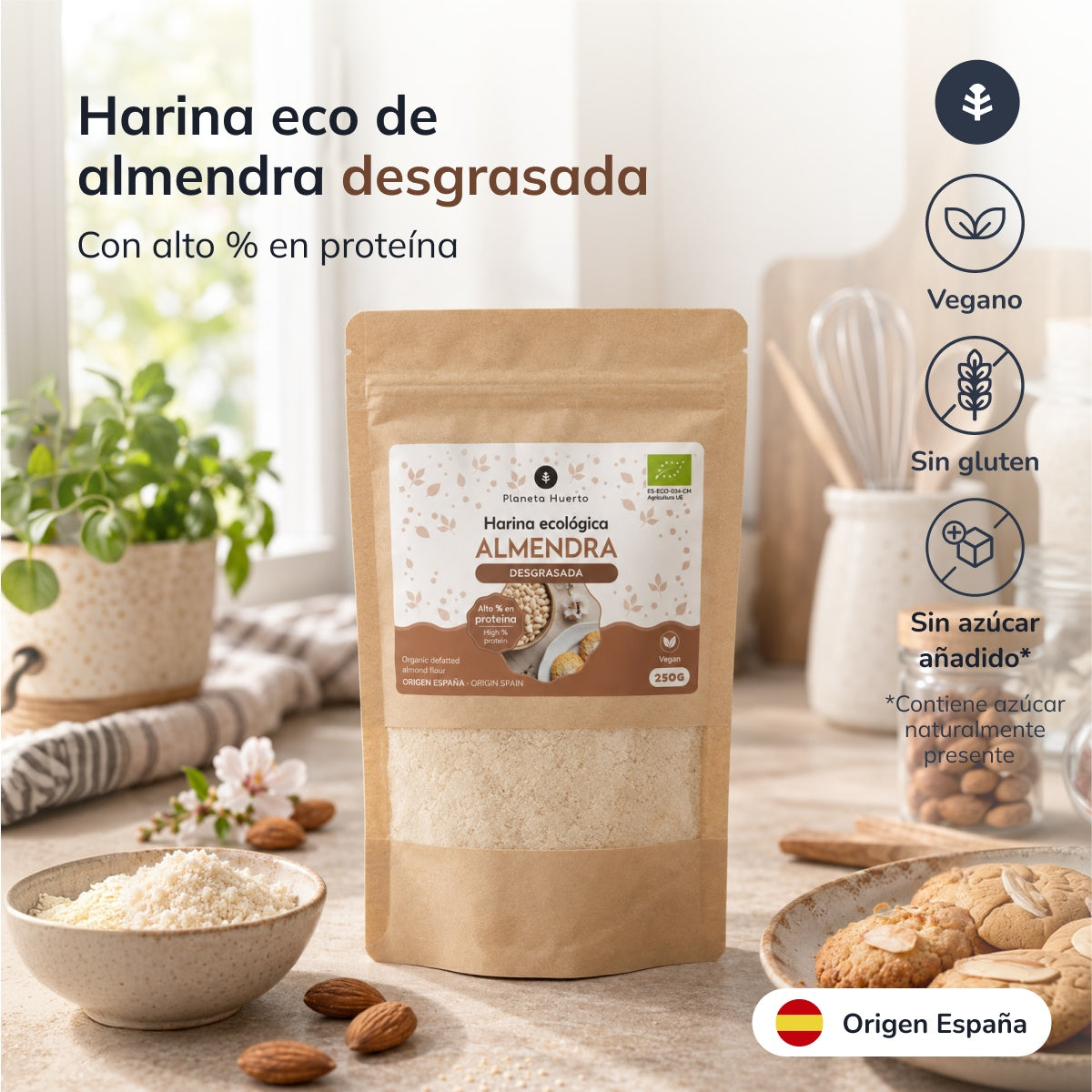 Entfettetes Mandelmehl (Mandelprotein) ECO Planeta Huerto 250 g