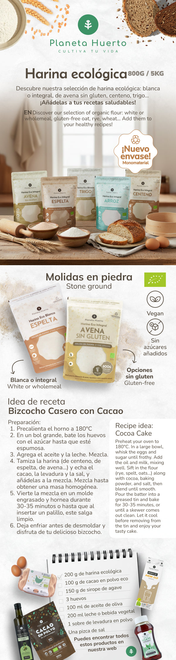 Reis-Vollkornmehl Eco Planeta Huerto 5 Kg