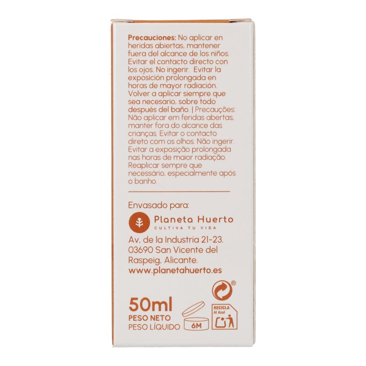 100 % mineralische Sonnenschutzcreme für das Gesicht LSF 50 Planeta Huerto 50 ml