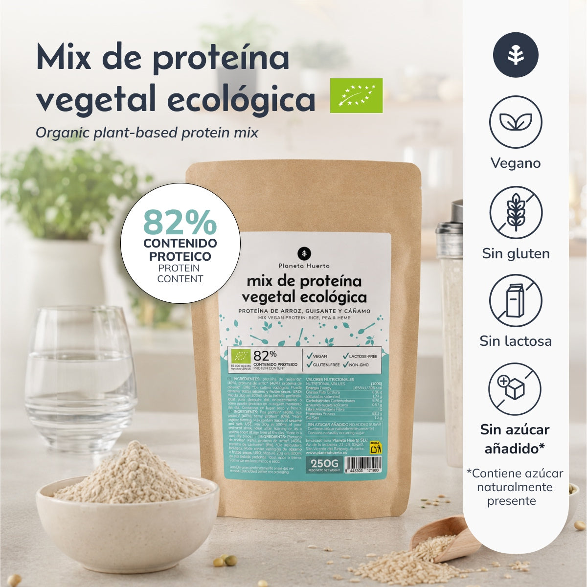 Vegane Proteinmischung für Sportler Planeta Huerto 250 g