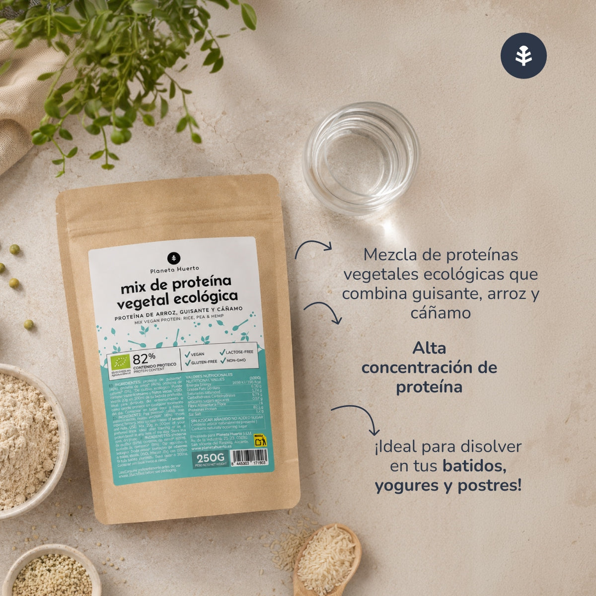 Vegane Proteinmischung für Sportler Planeta Huerto 250 g