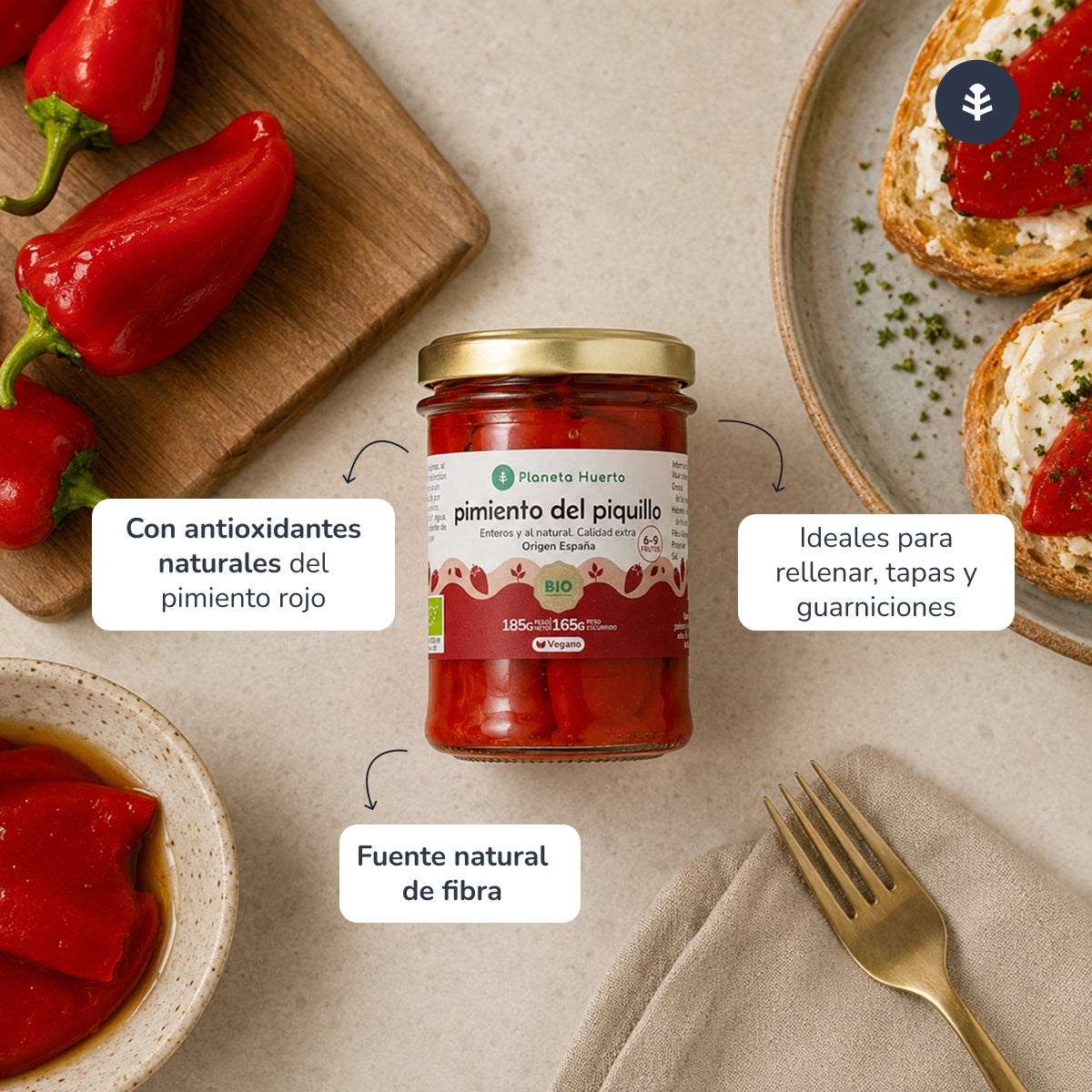 Ganze Piquillo-Paprika ECO Planeta Huerto 185 g