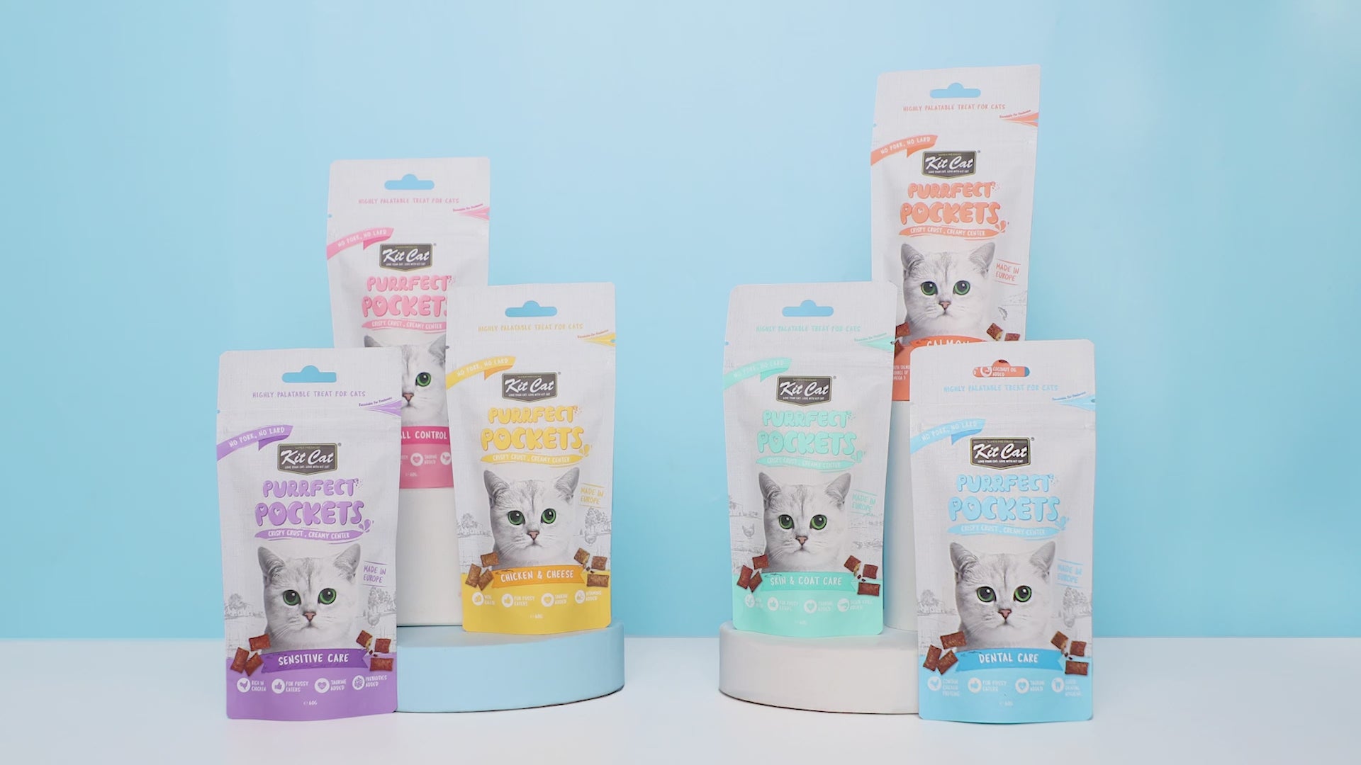 Kit Cat Purrfect Pockets – Haut- und Fellpflege 60 g Funktioneller Snack für Katzen