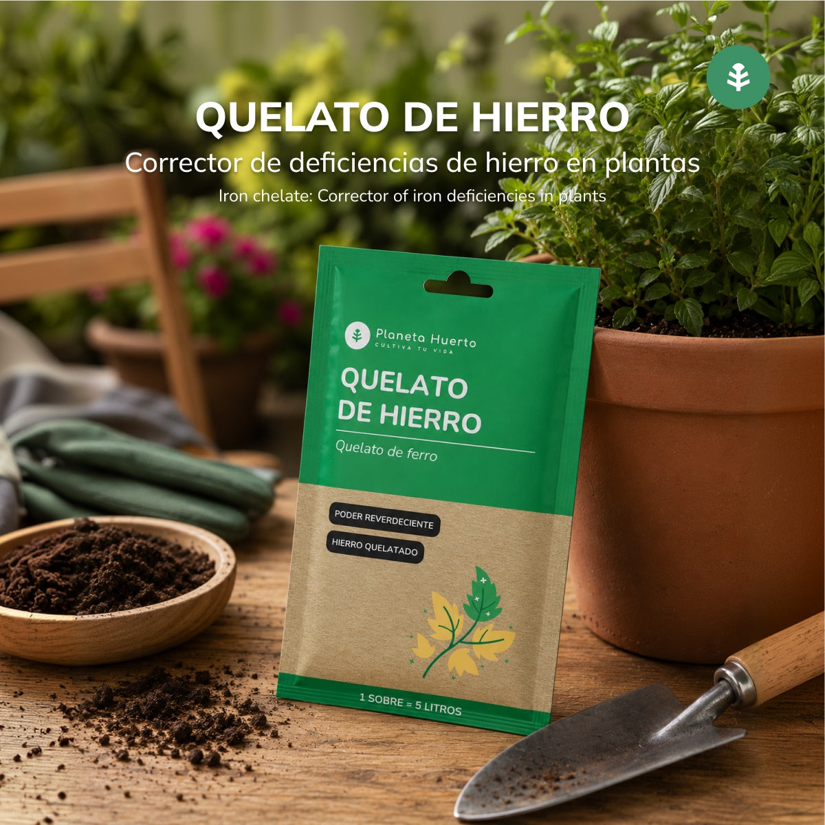 Packung lösliches Eisenchelat Planeta Huerto 5 Stück für 25 l