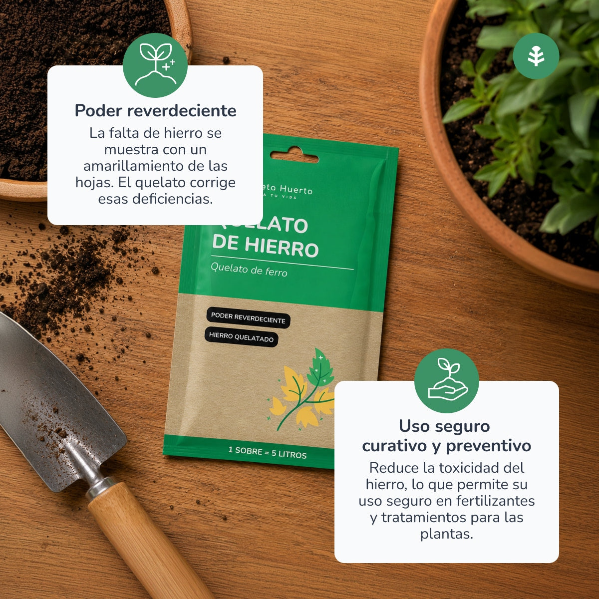 Packung lösliches Eisenchelat Planeta Huerto 5 Stück für 25 l