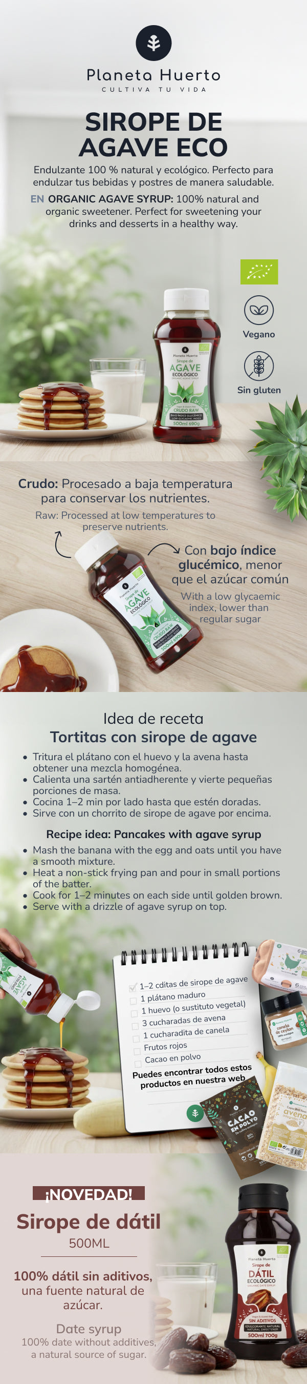 Roher ECO-Agavensirup Planeta Huerto 500 ml